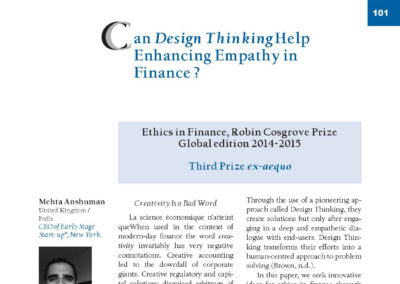 Can Design Thinking Help Enhancing Empathy in Finance ? by Anshuman Mehta