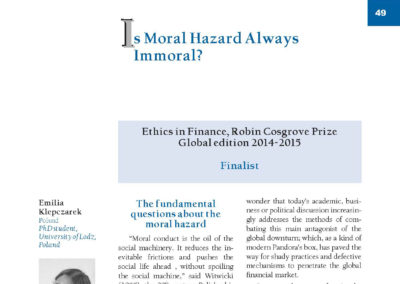 Is Moral Hazard Always Immoral? by Emilia Klepczarek