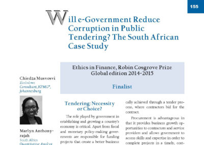 Will e-Government Reduce Corruption in Public Tendering? The South African Case Study by Chiedza Musvosvi & Marlyn Anthonyrajah