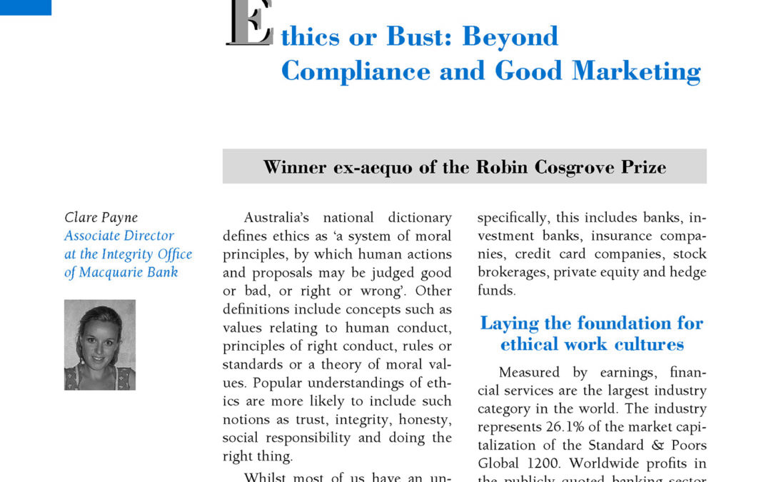 Ethics or Bust: Beyond Compliance and Good Marketing by Clare Payne