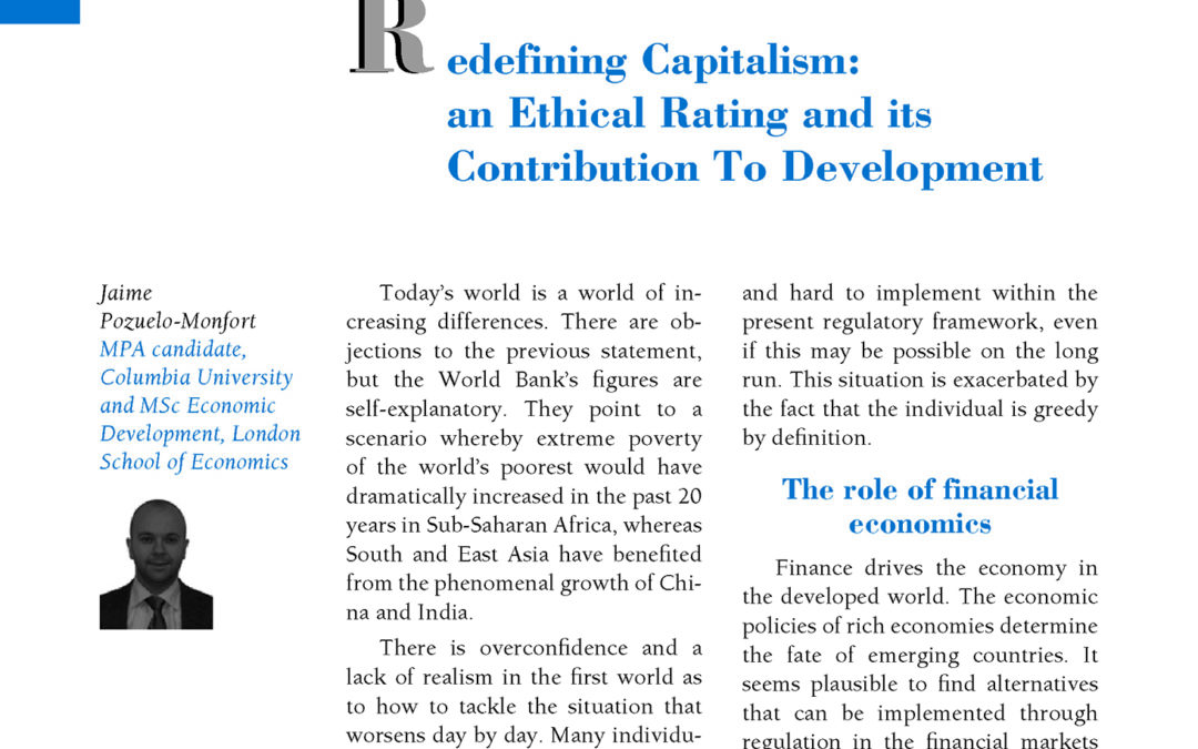 Redefining Capitalism:an Ethical Rating and its Contribution To Development by Jaime Pozuelo-Monfort