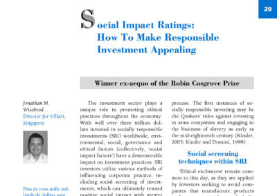 Social Impact Ratings:How To Make Responsible Investment Appealing by Jonathan M. Wisebrod