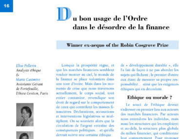 Du bon usage de l’Ordredans le désordre de la finance by Elise Pellerin & Marie Casimiro