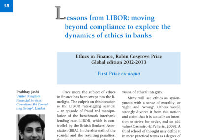 Lessons from LIBOR: moving beyond compliance to explore the dynamics of ethics in banks by Prabhay Joshi