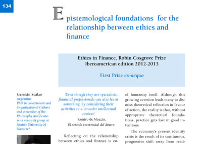 Epistemological foundations for the relationship between ethics and finance by Germán Scalzo