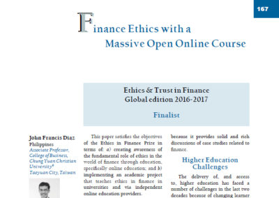 Finance Ethics with aMassive Open Online Course by John Francis Diaz