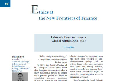 Ethics atthe New Frontiers of Finance by Martin Foo