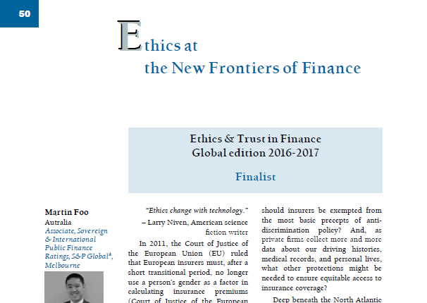 Ethics atthe New Frontiers of Finance by Martin Foo