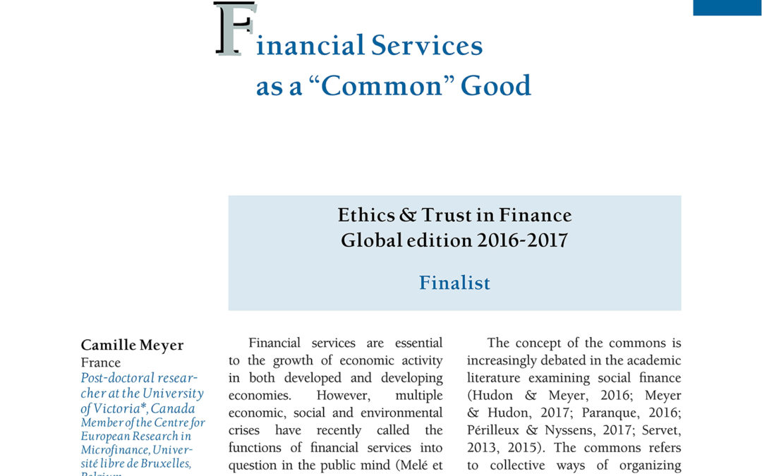 Financial Servicesas a “Common” Good by Camille Meyer