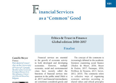 Financial Servicesas a “Common” Good by Camille Meyer