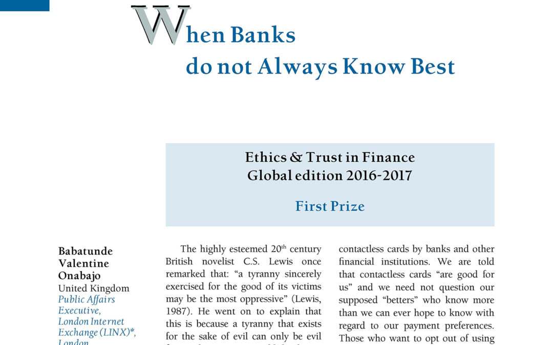 When Banksdo not Always Know Best by Babatunde Valentine Onabajo