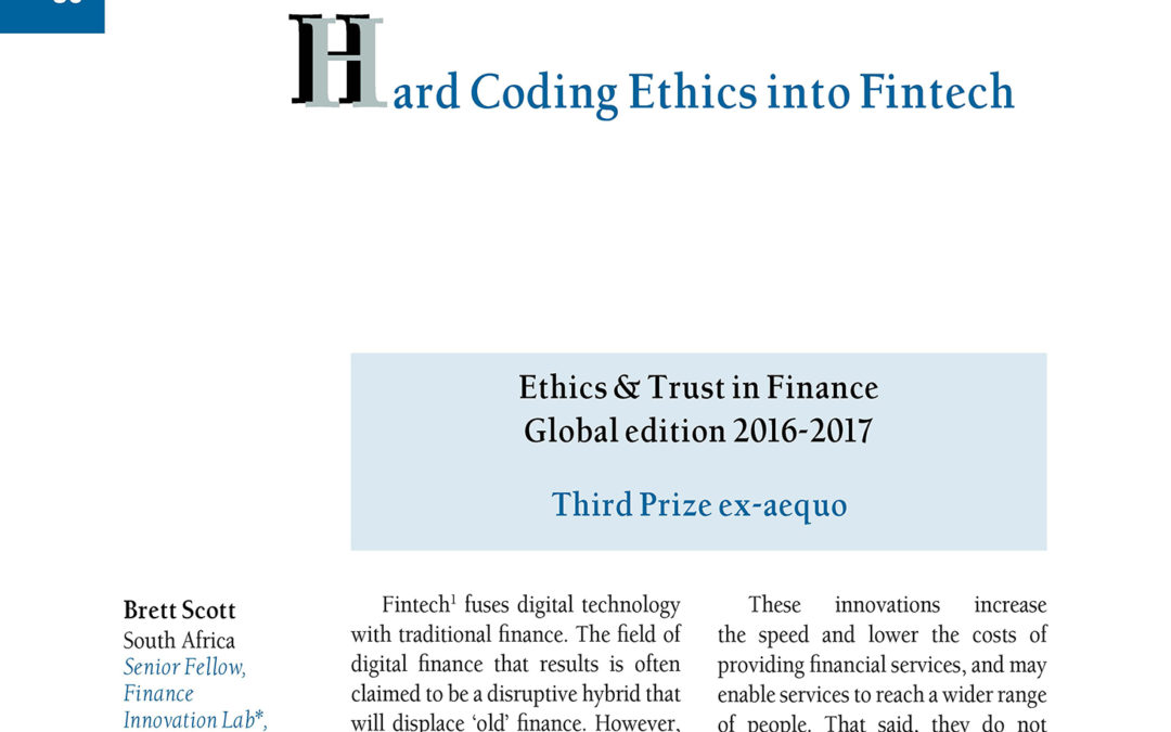 Hard Coding Ethics into Fintech by Brett Scott