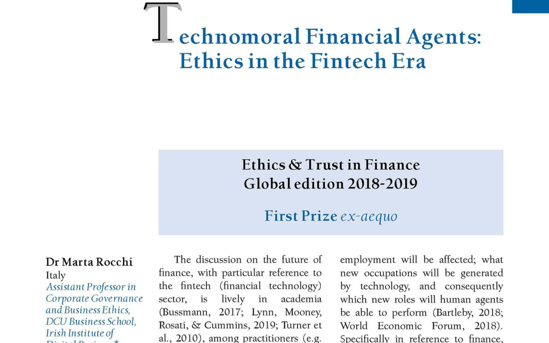 Technomoral Financial Agents: Ethics in the Fintech Era by Marta Rocchi