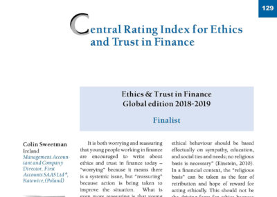 Central Rating Index for Ethics and Trust in Finance by Colin Sweetman