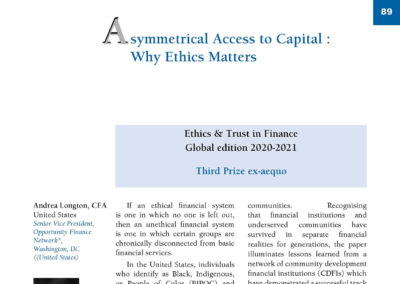 Asymmetrical Access to Capital :Why Ethics Matters by Andrea Longton
