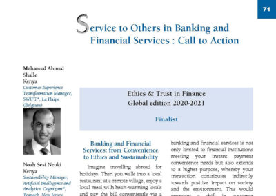 Service to Others in Banking and Financial Services : Call to Action by Mohamed Ahmed Shallo & Noah Sesi Nzuki