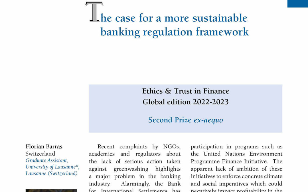 The case for a more sustainable banking regulation framework by Florian Barras