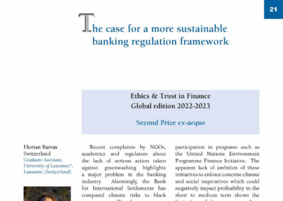 The case for a more sustainable banking regulation framework by Florian Barras