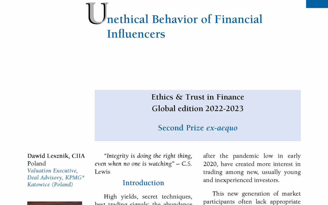 Unethical Behavior of Financial Influencers by Dawid Lesznik