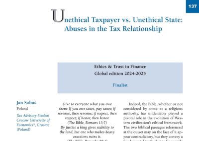 Unethical Taxpayer vs. Unethical State: Abuses in the Tax Relationship by Mr Jan Sobuś