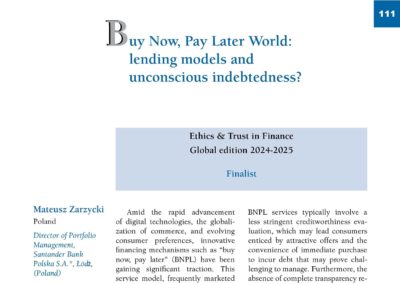 Buy Now, Pay Later World: lending models and unconscious indebtedness? by Mr Mateusz Zarzycki