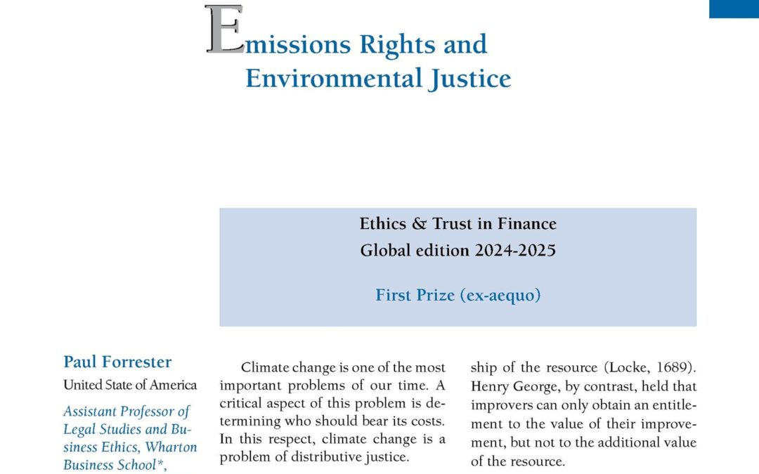Emissions Rights and Environmental Justice by Mr Paul Forrester