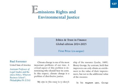 Emissions Rights and Environmental Justice by Mr Paul Forrester
